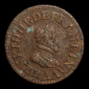 France, King Henry IV, AE 2 Deniers - 1610 CE - France