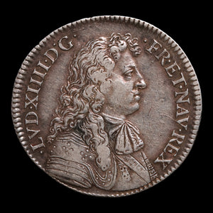 France, King Louis XIV, AR Jeton, Hercules (Greek Hero) - 1668 CE - France