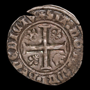 France, King Charles VI, BI 1 Douzain (Guénar) - 1385 to 1419 CE - France