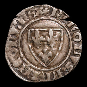 France, King Charles VI, BI 1 Douzain (Guénar) - 1385 to 1419 CE - France