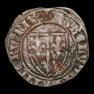 France, King Charles VI, BI 1 Douzain (Guénar) - 1385 to 1419 CE - France