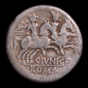 Roman Republic, C. Iunius, AR Denarius, Dioscuri (Twin Sailor Deities) - 149 BCE - Roman Republic
