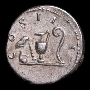 Rome, Emperor Hadrian, AR Denarius, Priestly Implements Reverse - 125 to 127 CE - Roman Empire
