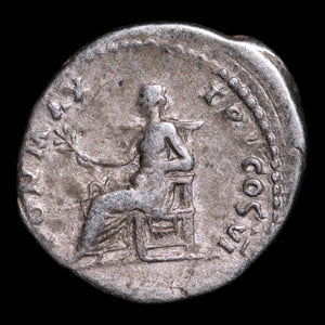 Rome, Emperor Vespasian, AR Denarius, Pax (Goddess of Peace) - 75 CE - Roman Empire