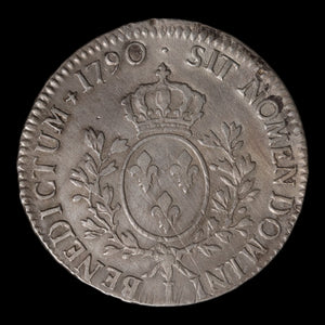 France, King Louis XVI, AR (Silver) 1 Ecu - 1790 CE - French Revolution Era