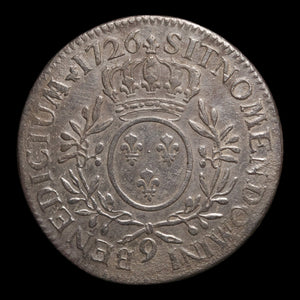 France, King Louis XV, AR (Silver) 1 Ecu - 1726 CE - France