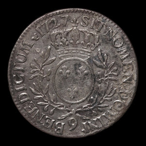 France, King Louis XV, AR (Silver) 1 Ecu - 1727 CE - France