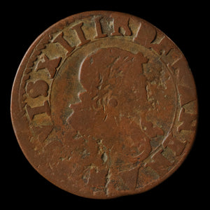 France, King Louis XIII, AE (Copper) Double Tournois - 1630 to 1639 CE - France