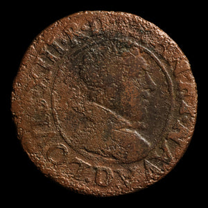 France, King Louis XIII, AE (Copper) Double Tournois - 1628 CE - France