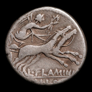 Roman Republic, L. Flaminius Chilo, AR Denarius, Goddess of Victory - 109 to 108 BCE - Roman Republic