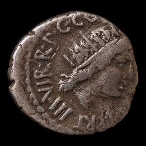 Roman Republic, Mark Antony, AR Denarius, Sol (Sun God) - 38 BCE - Roman Republic