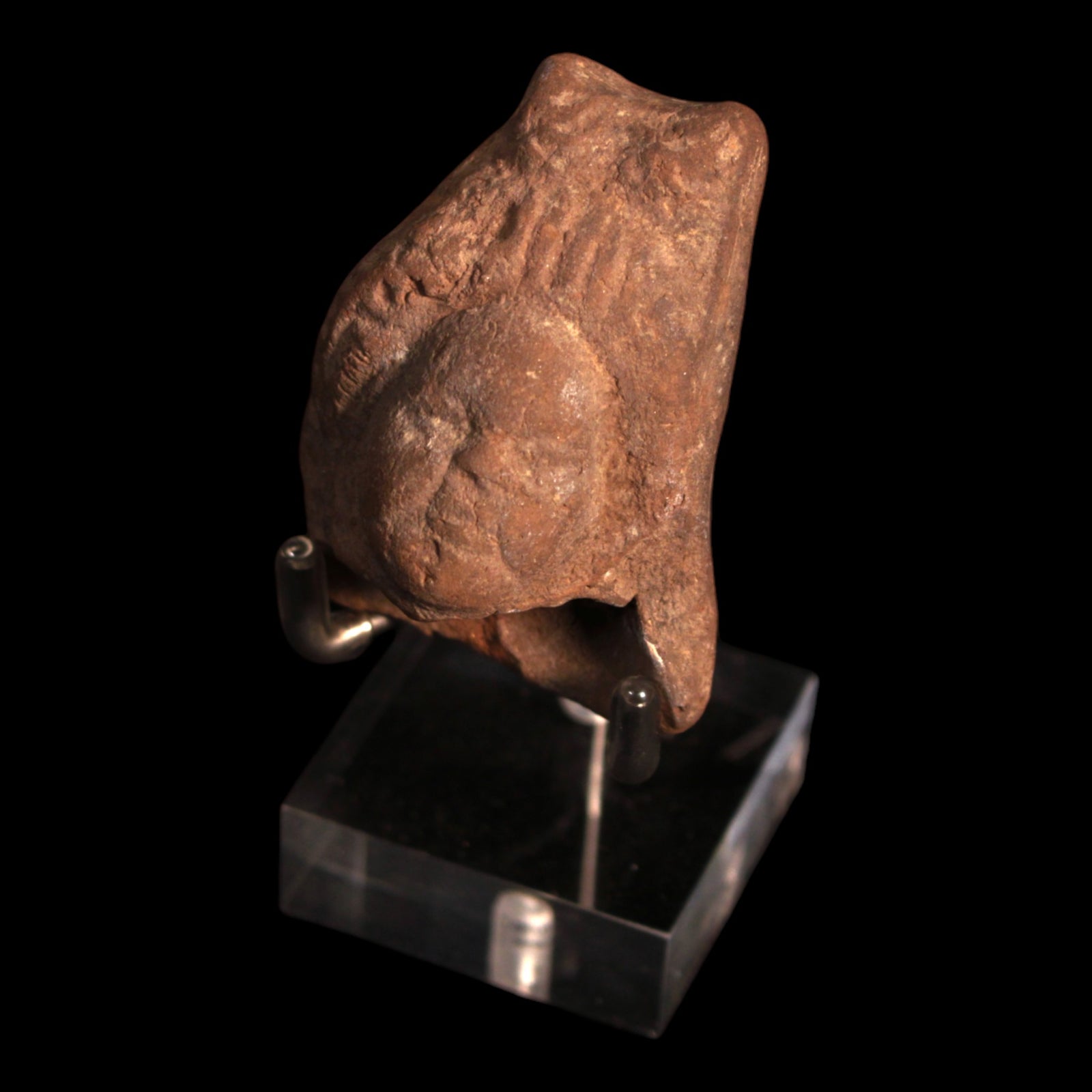 Roman Terracotta Statue Fragment, Head of a Woman (2.2 x 1.8 inches) - c. 1st to 2nd century CE - Roman Empire