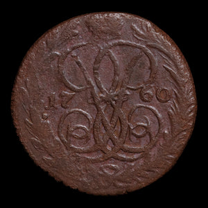 Russian Empire, Empress Elizabeth, Copper 1 Denga - 1760 CE - Russian Empire