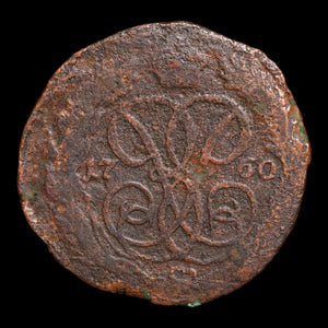 Russian Empire, Empress Elizabeth, Copper 1 Kopeck - 1760 CE - Russian Empire