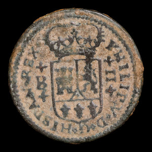 Spain, King Philip V, AE 2 Maravedis - 1718 CE - Spanish Empire