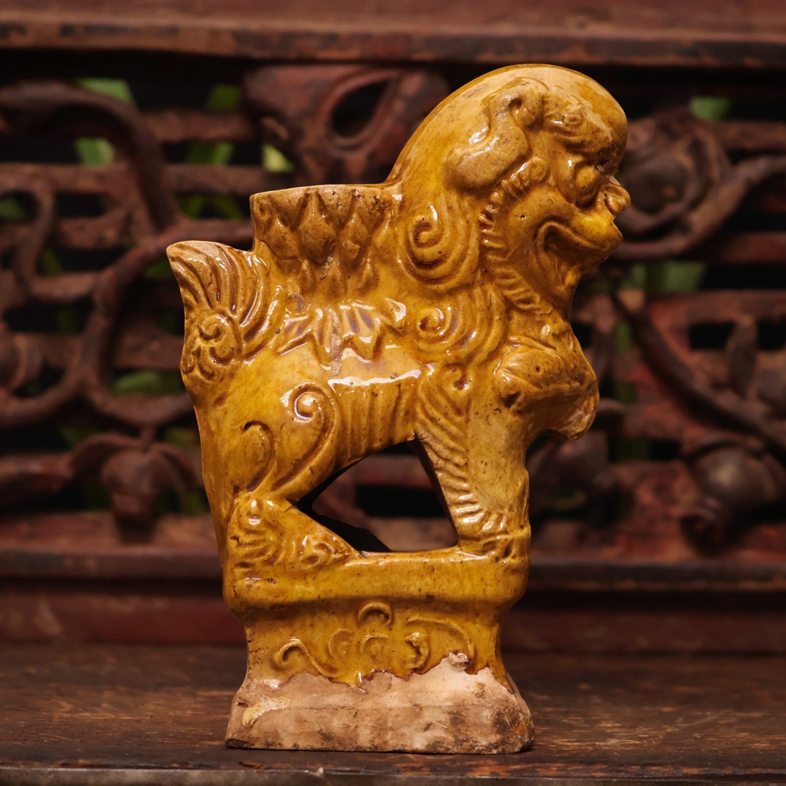 China, Qing Dynasty, Yellow Lion Glazed Ceramic Incense Burner - c. 1800s CE - Imperial China
