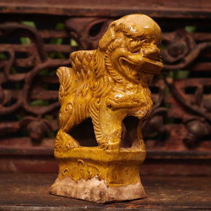 China, Qing Dynasty, Yellow Lion Glazed Ceramic Incense Burner - c. 1800s CE - Imperial China