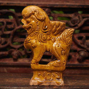 China, Qing Dynasty, Yellow Lion Glazed Ceramic Incense Burner - c. 1800s CE - Imperial China