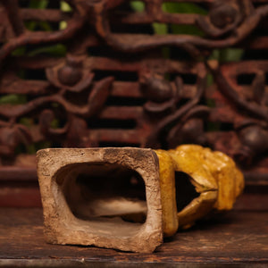 China, Qing Dynasty, Yellow Lion Glazed Ceramic Incense Burner - c. 1800s CE - Imperial China