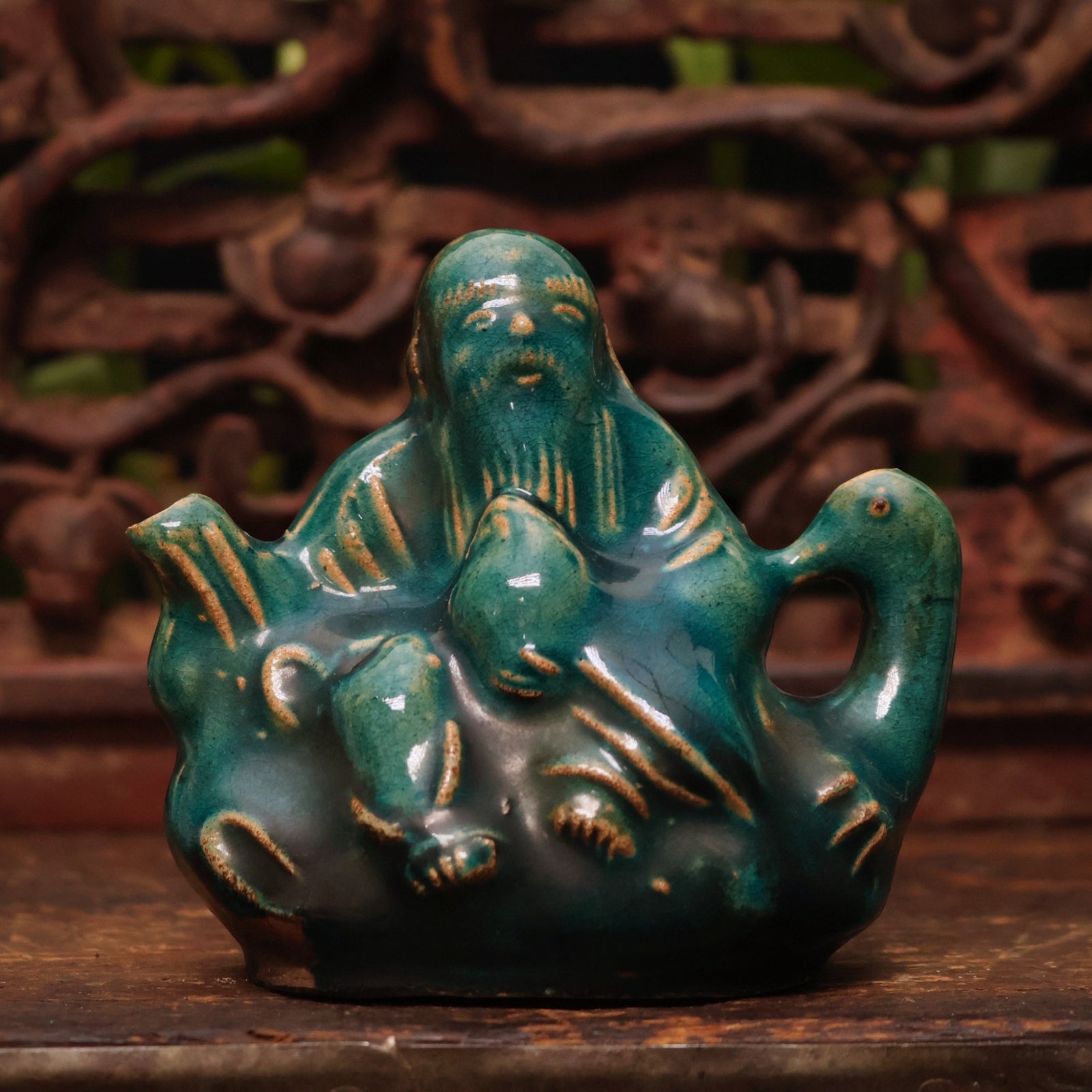 China, Qing Dynasty, Blue Glazed Water Drop Ceramic Vessel (Calligraphy Tool) - c. 1800s CE - Imperial China