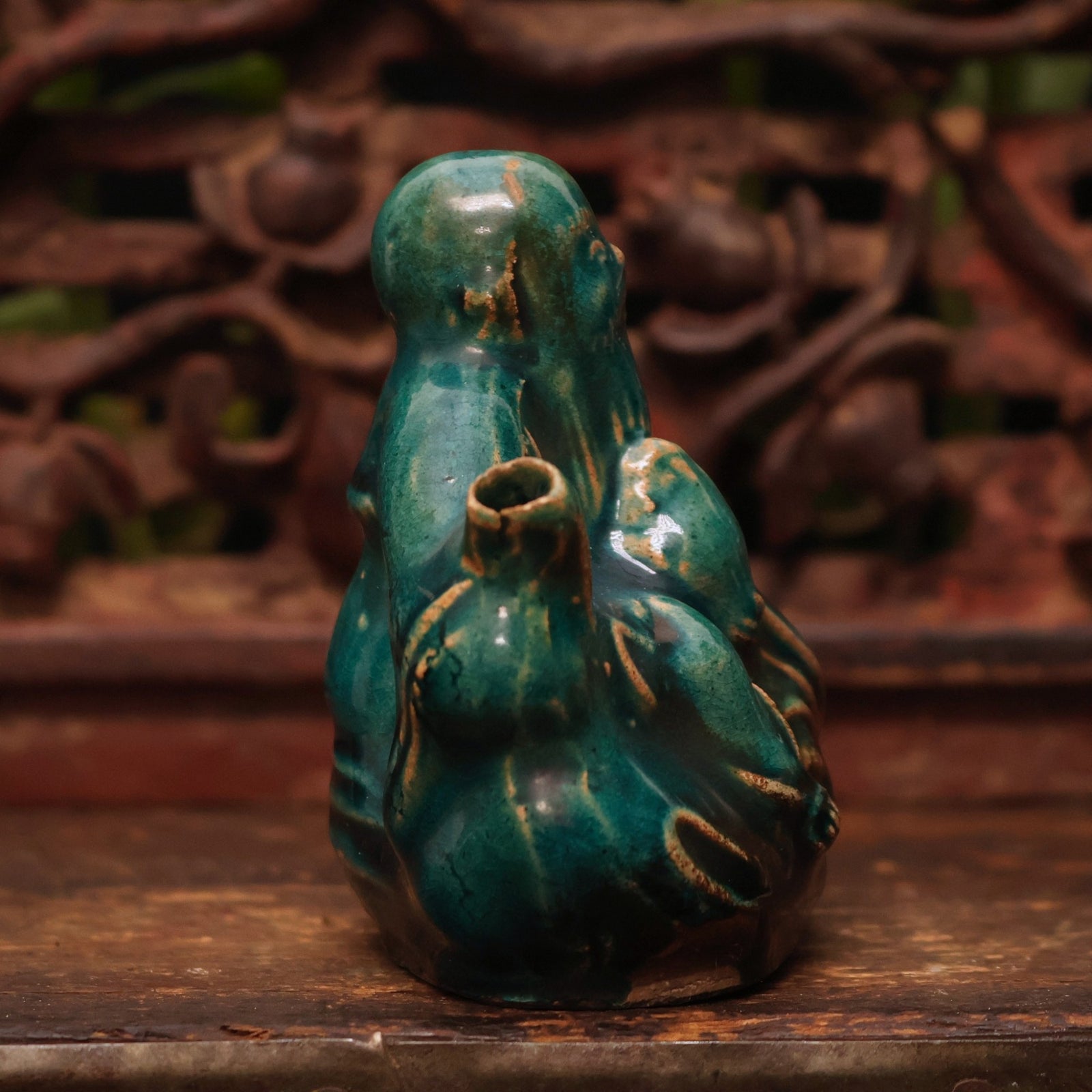 China, Qing Dynasty, Blue Glazed Water Drop Ceramic Vessel (Calligraphy Tool) - c. 1800s CE - Imperial China