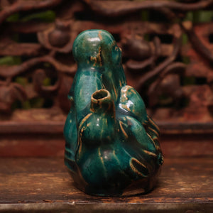 China, Qing Dynasty, Blue Glazed Water Drop Ceramic Vessel (Calligraphy Tool) - c. 1800s CE - Imperial China