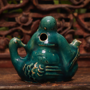 China, Qing Dynasty, Blue Glazed Water Drop Ceramic Vessel (Calligraphy Tool) - c. 1800s CE - Imperial China