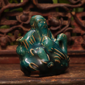 China, Qing Dynasty, Blue Glazed Water Drop Ceramic Vessel (Calligraphy Tool) - c. 1800s CE - Imperial China
