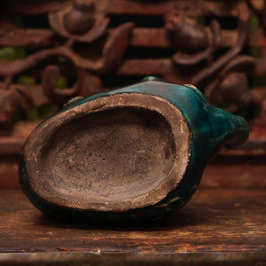 China, Qing Dynasty, Blue Glazed Water Drop Ceramic Vessel (Calligraphy Tool) - c. 1800s CE - Imperial China