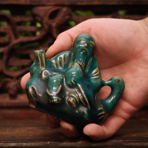 China, Qing Dynasty, Blue Glazed Water Drop Ceramic Vessel (Calligraphy Tool) - c. 1800s CE - Imperial China