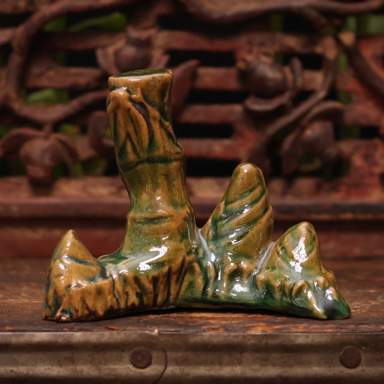 China, Qing Dynasty, Bamboo Ceramic Calligraphy Brush Holder - c. early 1900s CE - Imperial China