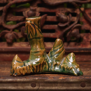 China, Qing Dynasty, Bamboo Ceramic Calligraphy Brush Holder - c. early 1900s CE - Imperial China