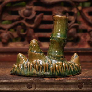 China, Qing Dynasty, Bamboo Ceramic Calligraphy Brush Holder - c. early 1900s CE - Imperial China