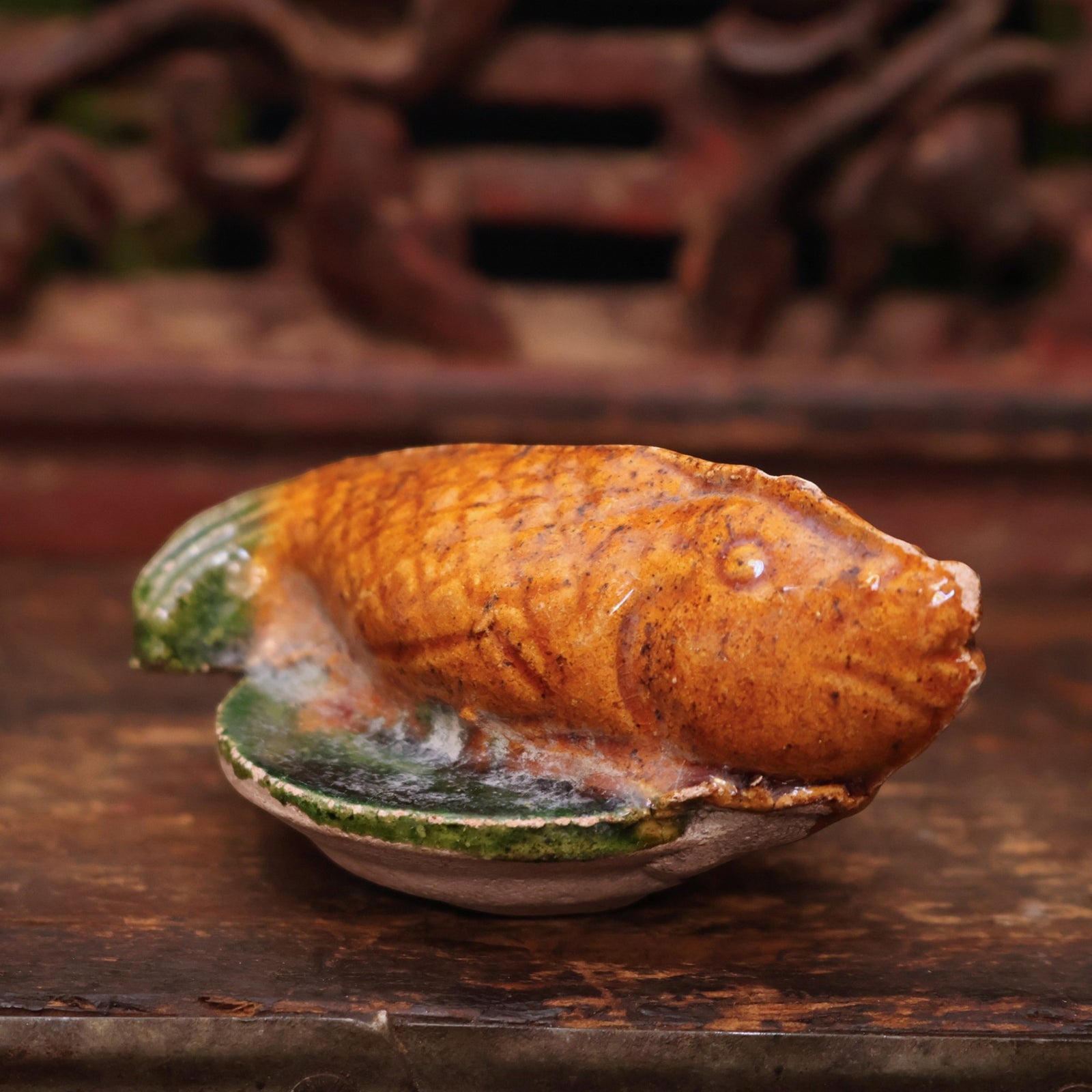 China, Ming Dynasty, Fish-Shaped Sancai Ceramic Offering - c. 1400s to 1500s CE - Imperial China