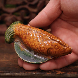 China, Ming Dynasty, Fish-Shaped Sancai Ceramic Offering - c. 1400s to 1500s CE - Imperial China