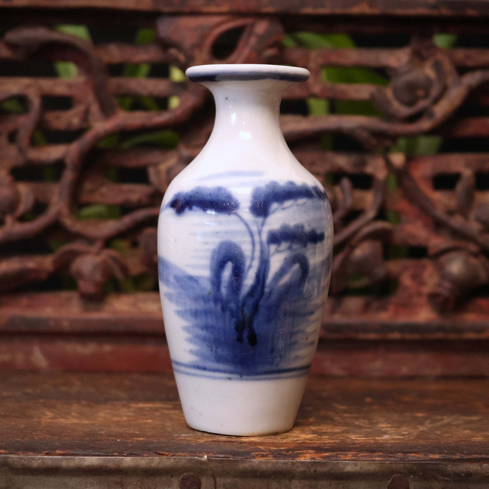 China, Qing Dynasty, Blue & White Ceramic Floral Vase - c. 1800s CE - Imperial China