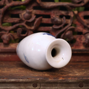 China, Qing Dynasty, Blue & White Ceramic Floral Vase - c. 1800s CE - Imperial China