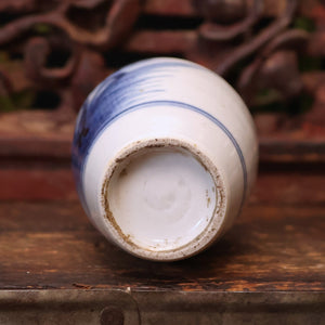 China, Qing Dynasty, Blue & White Ceramic Floral Vase - c. 1800s CE - Imperial China