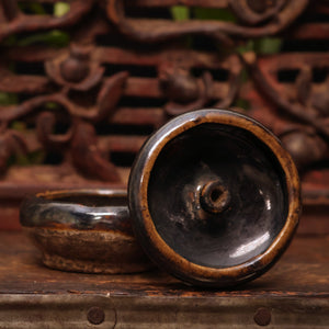 China, Qing Dynasty, Pair of Small Dark Glazed Oil Lamps - c. early 1900s CE - Imperial China