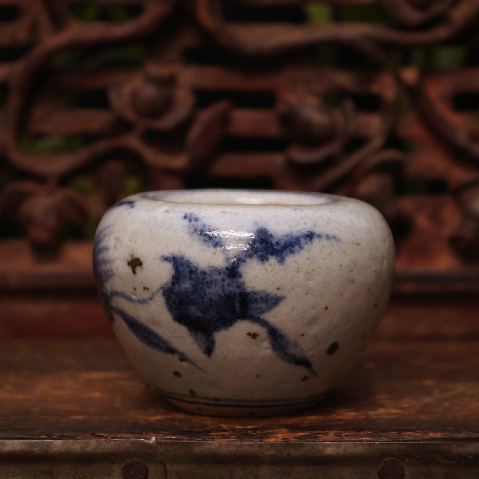 China, Ming Dynasty, Blue & White Glazed Ceramic Water Vessel for Calligraphy - c. 1500s to 1600s CE - Imperial China