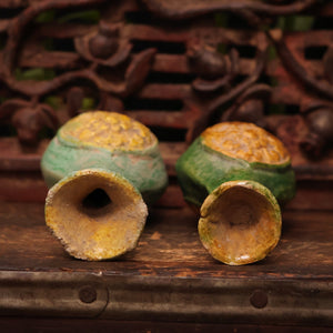 China, Ming Dynasty, Pair of Sancai Glazed Ceramic Vase Offerings - c. 1400s to 1600s CE - Imperial China