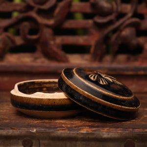 China, Ming Dynasty, Dark Glazed Ceramic Powder Compact - c. 1400s to 1600s CE - Imperial China
