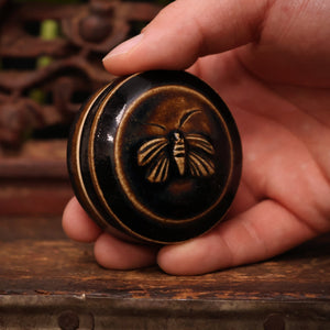 China, Ming Dynasty, Dark Glazed Ceramic Powder Compact - c. 1400s to 1600s CE - Imperial China