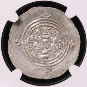 Persia, Sasanian Empire, Khusru II, Drachm (AU) - 591 to 628 CE - NGC Certified