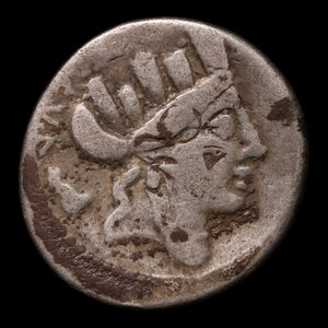 Roman Republic, P. Furius Crassipes, AR Denarius, Cybele (Mother Goddess) - 84 BCE - Roman Republic