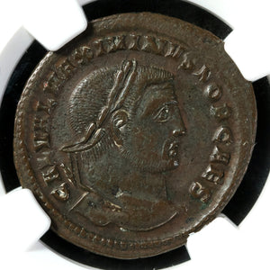 Rome, Emperor Maximinus Daia, Large Bronze, Genius Reverse (Ch VF) - 308 to 309 CE - NGC Certified
