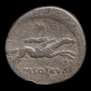 Roman Republic, L. Calpurnius Piso Frugi, AR Denarius, Apollo & Horseman - 90 BCE - Roman Republic