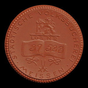 Weimar Germany, Meissen Municipal Public Library, Porcelain Token - 1923 CE - Weimar Republic