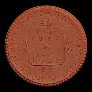 Weimar Germany, 25th Anniversary of Museum of Sacshen, Porcelain Token - 1922 CE - Weimar Republic