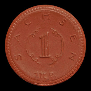 Weimar Germany, Saxony, Porcelain 1 Mark Notgeld (Emergency Money) - 1920 to 1921 CE - Weimar Republic